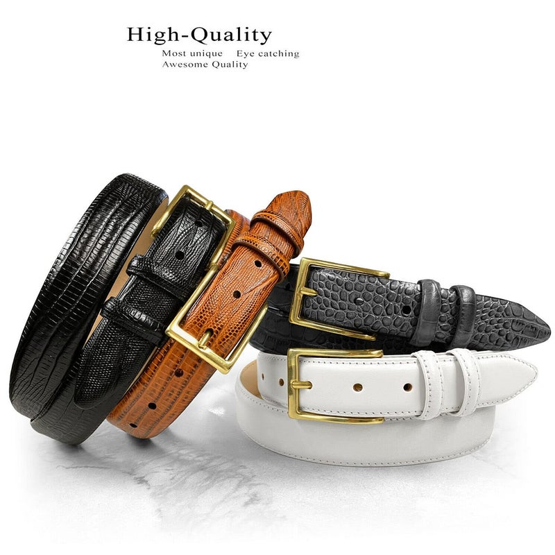 Belts.com Adam Gold Men's Genuine Italian Calfskin Leather Dress Belt 1-1/8"(30mm) Wide Polished Buckle (Smooth Brown, 34) - Image 3
